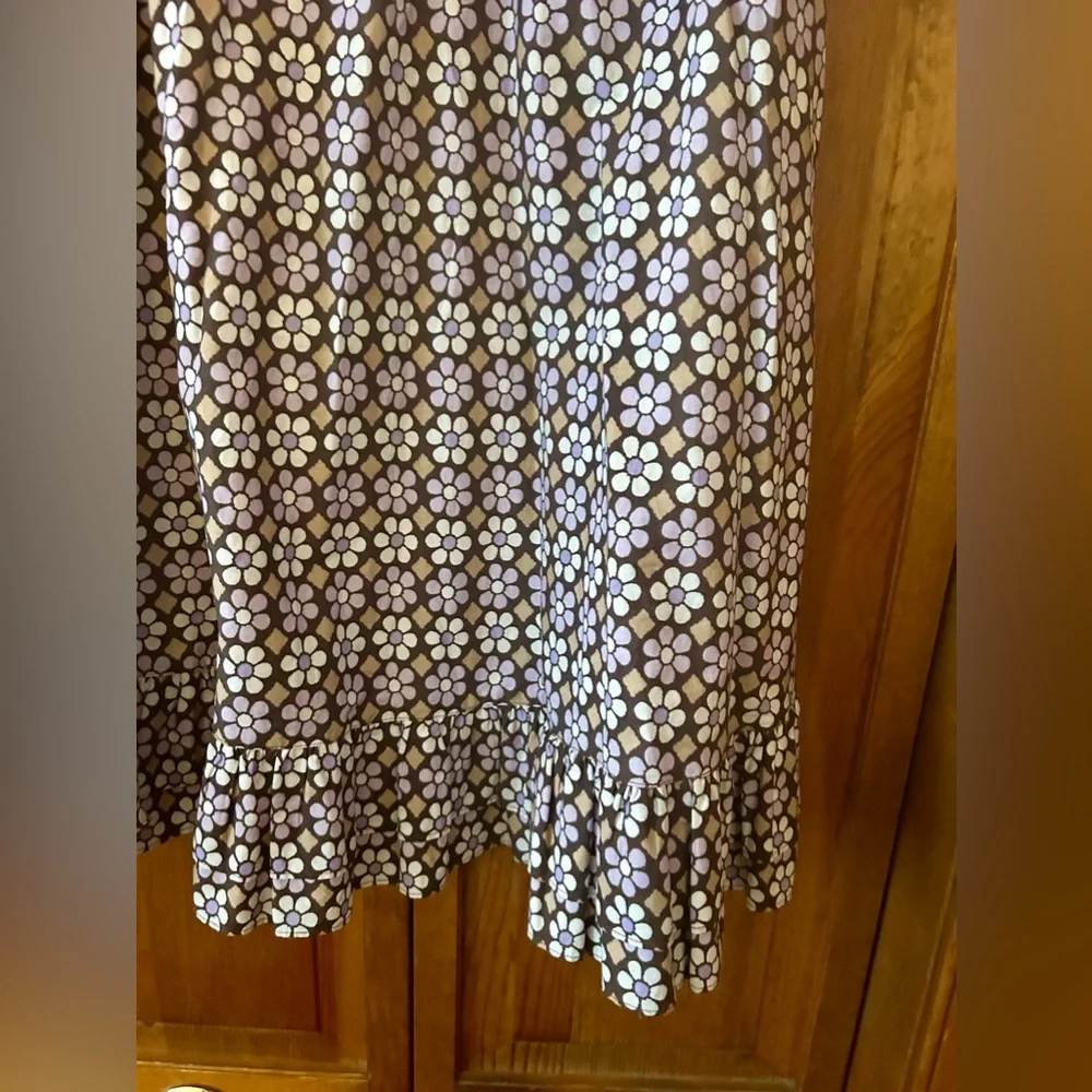 Gymboree Girl’s Sz 12 Brown and Purple Floral 100% Cotton Boho Ruffled Skirt